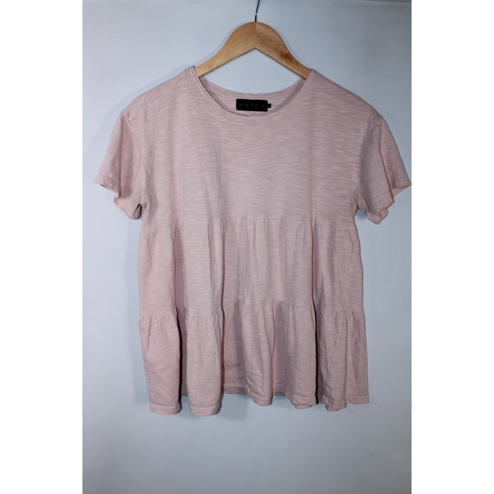 Hatch Women's Size 1 Pink Round Neck Short Sleeve Top